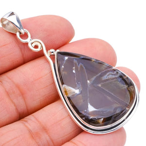 StarGems  Natural Agate Handmade 925 Sterling Silver Pendant 2.5" F4776