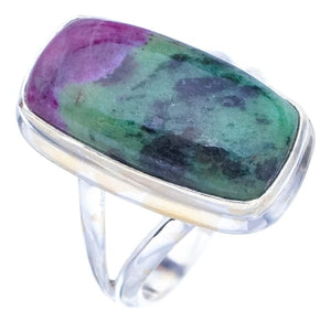 StarGems® Natural Ruby Zoisite Handmade 925 Sterling Silver Ring 7.25 F1629