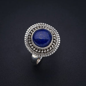 StarGems  Natural Lapis Lazuli Handmade 925 Sterling Silver Ring 8 F1825