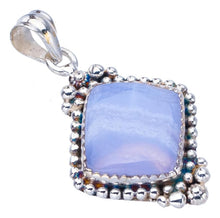 StarGems  Natural Blue Lace Agate Handmade 925 Sterling Silver Pendant 1.5" F4943