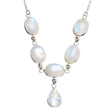 StarGems  Natural Rainbow Moonstone Handmade Unique 925 Sterling Silver Necklace17+1.5" Y5364