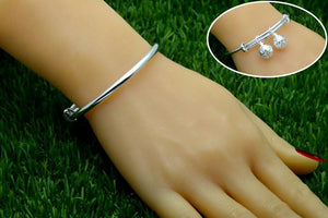 StarGems  Adjustable Bells Handmade 999 Sterling Silver Bangle Bracelet For Women Cb0224