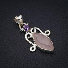 StarGems  Natural Rose Quartz Amethyst Handmade 925 Sterling Silver Pendant 1.5" F5272