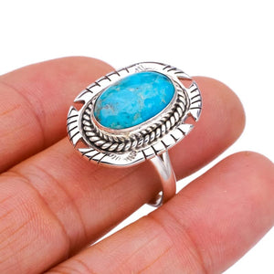 StarGems  Natural Turquoise Pigeon Handmade 925 Sterling Silver Ring 11 F2304