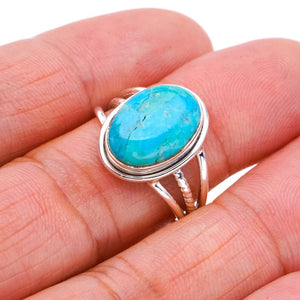 StarGems® Natural Turquoise Handmade 925 Sterling Silver Ring 7.75 F0436