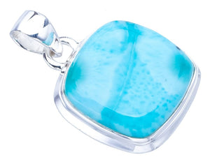 StarGems  Natural Larimar Handmade 925 Sterling Silver Pendant 1" F3451