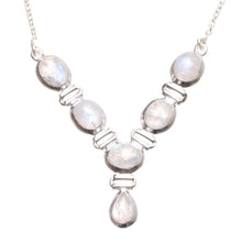 StarGems  Natural Rainbow Moonstone Handmade Boho 925 Sterling Silver Y Necklace 18.5" T8594