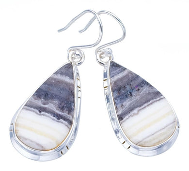 StarGems  Natural Zebra Calcite Handmade 925 Sterling Silver Earrings 1.5