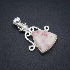 StarGems  Natural Rhodonite River PearlHandmade 925 Sterling Silver Pendant 1.5" F3784