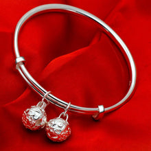 StarGems  Adjustable Bells Handmade 999 Sterling Silver Bangle Bracelet For Women Cb0224