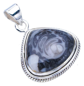 StarGems  Natural Pinolith Jasper Handmade 925 Sterling Silver Pendant 1.25" F4540