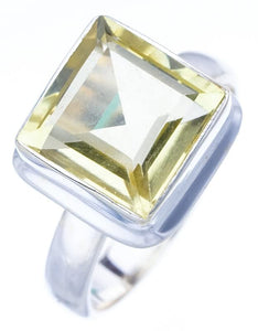 StarGems  Natural Green Amethyst Handmade 925 Sterling Silver Ring 7 F0339