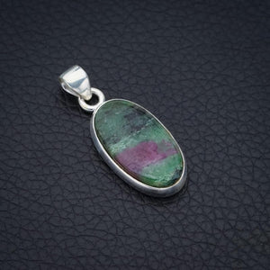 StarGems  Natural Ruby Zoisite Handmade 925 Sterling Silver Pendant 1.25" F4616