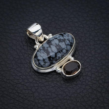 StarGems  Natural Snowflake Obsidian Smoky QuartzHandmade 925 Sterling Silver Pendant 1.25" F4496