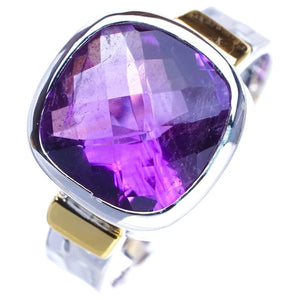 StarGems  Natural Amethyst Handmade 925 Sterling Silver Ring 8.75 E9250