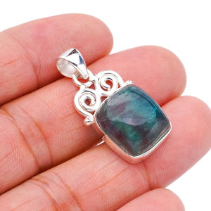 StarGems® Natural Fluorite Handmade 925 Sterling Silver Pendant 1.25" F4479