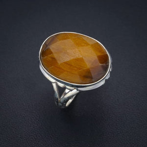 StarGems  Natural Tigers Eye Handmade 925 Sterling Silver Ring 9 F1888