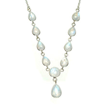 StarGems  Natural Rainbow Moonstone Handmade Unique 925 Sterling Silver Necklace 17+1" A3138