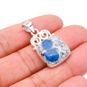 StarGems  Natural K2 Azurite Handmade 925 Sterling Silver Pendant 1.25" F3890