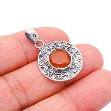 StarGems  Natural Carnelian Handmade 925 Sterling Silver Pendant 1.25" F5180