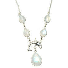 StarGems  Natural Rainbow Moonstone Handmade Unique 925 Sterling Silver Necklace 16.25+1.25" A3121