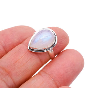 StarGems® Natural Moonstone Handmade 925 Sterling Silver Ring 5.25 F0669