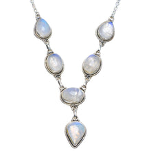 StarGems  Natural Rainbow Moonstone Handmade Unique 925 Sterling Silver Necklace 18-18.5" B4345