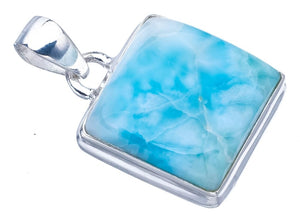 StarGems  Natural Larimar Handmade 925 Sterling Silver Pendant 1.25" F3544