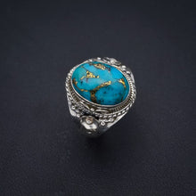 StarGems  Natural Copper Turquoise Flower Handmade 925 Sterling Silver Ring 8.25 F3192