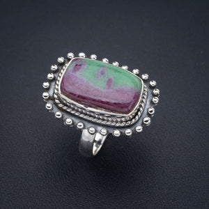 StarGems® Natural Ruby Zoisite Handmade 925 Sterling Silver Ring 7 F1363