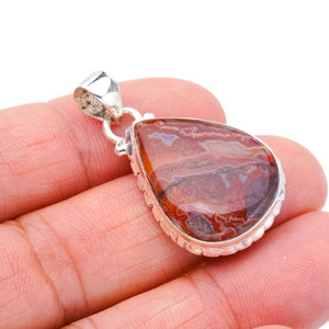 StarGems  Natural Crazy Lace Agate Handmade 925 Sterling Silver Pendant 1.5" F4431