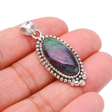 StarGems  Natural Ruby Zoisite Handmade 925 Sterling Silver Pendant 1.5" F4620