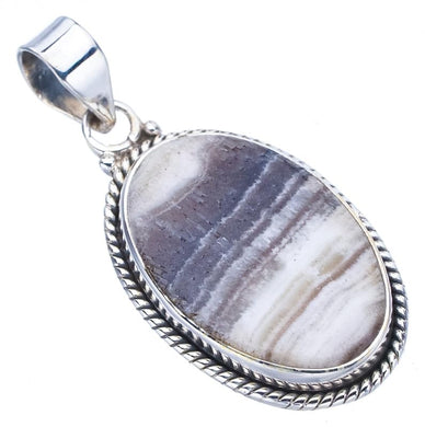 StarGems  Natural Zebra Calcite Handmade 925 Sterling Silver Pendant 1.5