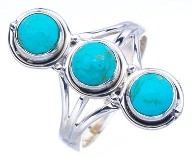 StarGems® Natural Turquoise Handmade 925 Sterling Silver Ring 6.75 F0441