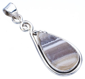 StarGems  Natural Zebra Calcite Handmade 925 Sterling Silver Pendant 1.75" F4574