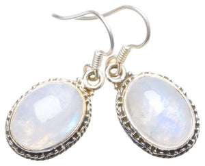 StarGems  Natural Rainbow Moonstone Handmade Unique 925 Sterling Silver Earrings 1.25" X4851