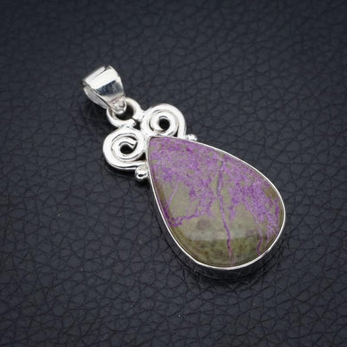 StarGems  Natural Variscite In Purpurite Handmade 925 Sterling Silver Pendant 1.5