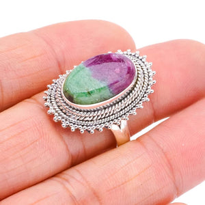 StarGems® Natural Ruby Zoisite Handmade 925 Sterling Silver Ring 8.75 F1310