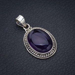 StarGems  Natural Amethyst Handmade 925 Sterling Silver Pendant 1.5" F5323