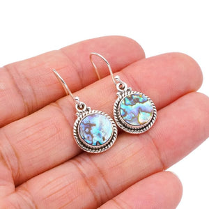 StarGems  Natural Abalone Shell Handmade 925 Sterling Silver Earrings 1.25" F6432