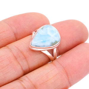 StarGems  Natural Larimar Handmade 925 Sterling Silver Ring 7.25 F1467