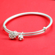 StarGems  Adjustable Lotus Handmade 999 Sterling Silver Bangle Bracelet For Women Cb0135