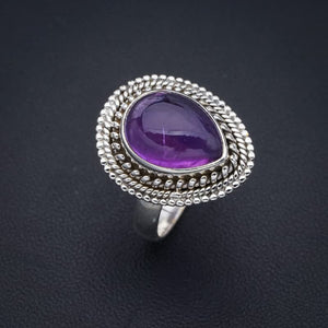 StarGems  Natural Amethyst Handmade 925 Sterling Silver Ring 8 F2909