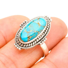 StarGems  Natural Copper Turquoise Handmade 925 Sterling Silver Ring 8.75 E9403