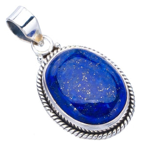 StarGems® Natural Lapis Lazuli Handmade 925 Sterling Silver Pendant 1.5" F5363