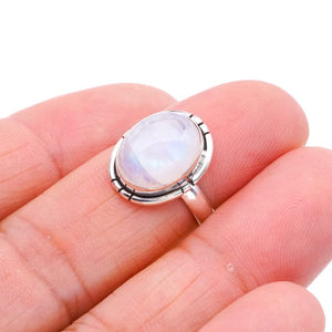 StarGems  Natural Moonstone Handmade 925 Sterling Silver Ring 5.75 F0624