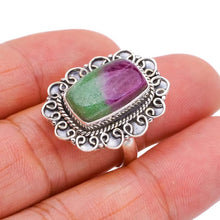 StarGems  Natural Ruby Zoisite Handmade 925 Sterling Silver Ring 8.5 F1846