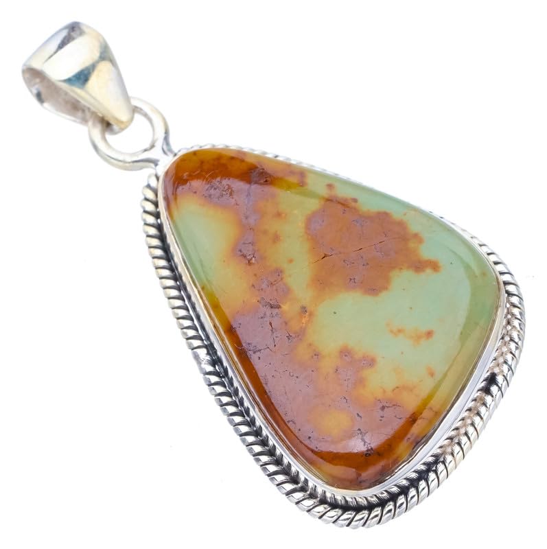 StarGems  Natural Turquoise Handmade 925 Sterling Silver Pendant 1.75