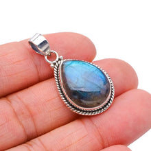 StarGems  Natural Blue Fire Labradorite Handmade 925 Sterling Silver Pendant 1.5" F5253