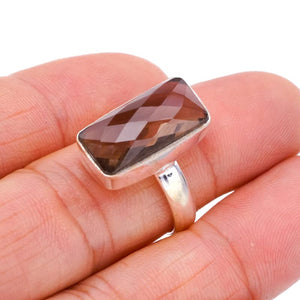 StarGems  Natural Smoky Quartz Handmade 925 Sterling Silver Ring 8.25 F1910